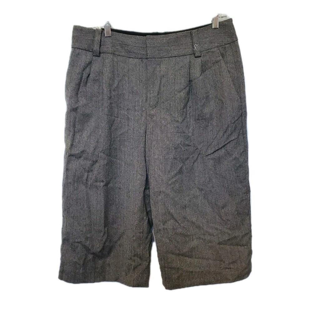 Y2K Banana Republic Martin Fit Gray Gauchos Capri Pants Wool Size 12 Twee